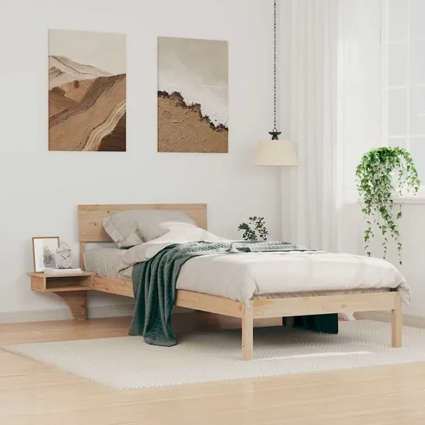 Cadre de lit avec tête de lit Marron 90 x 190 cm Pin massif