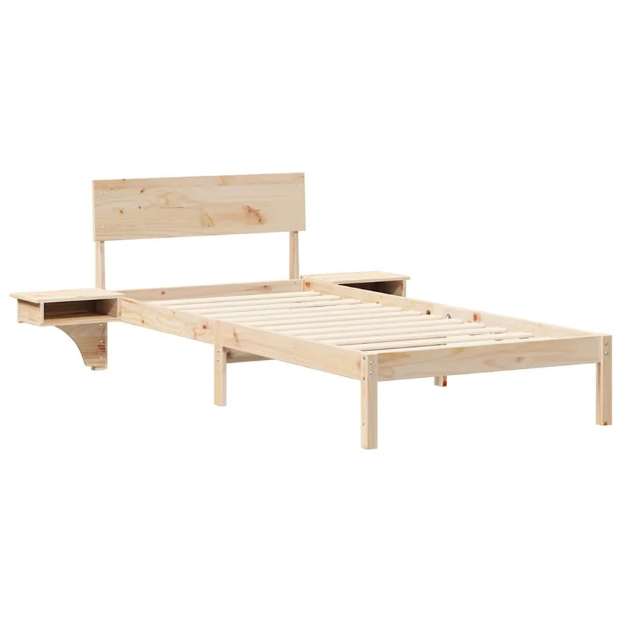 Cadre de lit avec tête de lit Marron 90 x 190 cm Pin massif - 4