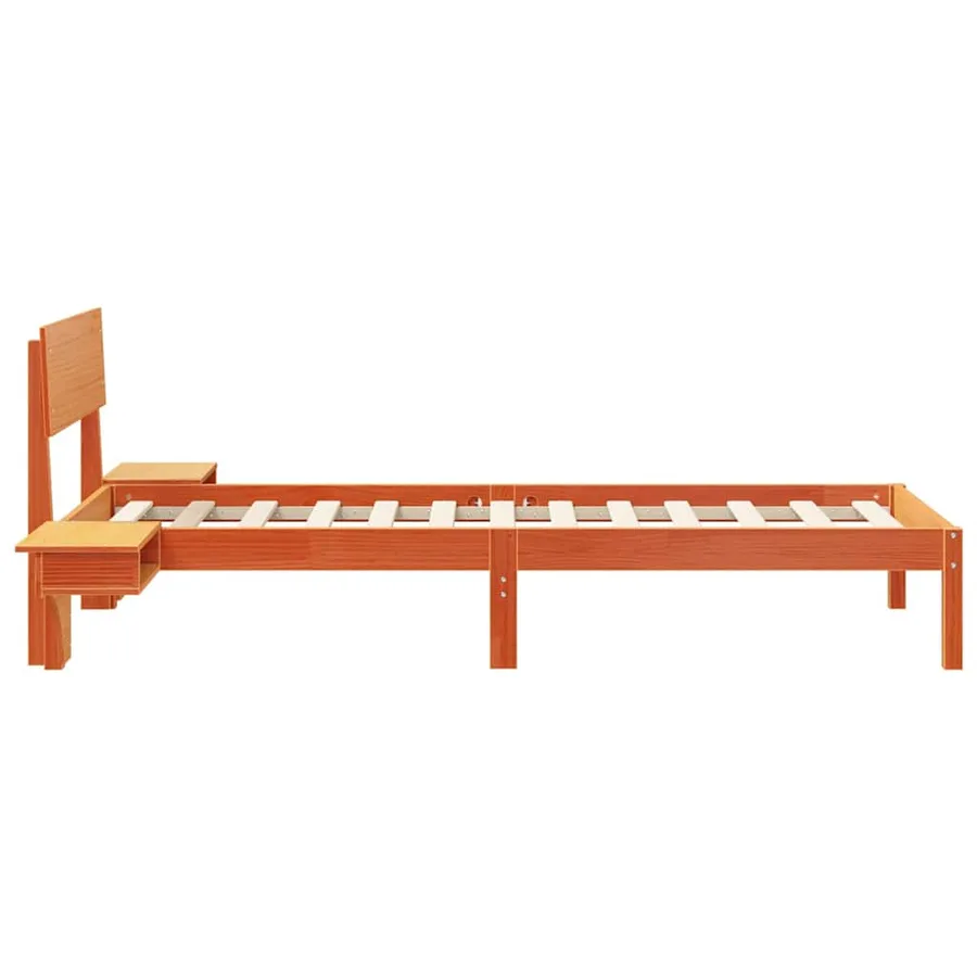 Cadre de lit avec tête de lit Brun cire 75 x 190 cm Pin massif - 6