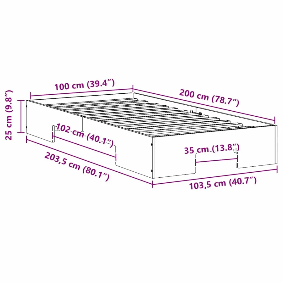 Cadre de lit Marron 100 x 200 cm - 8