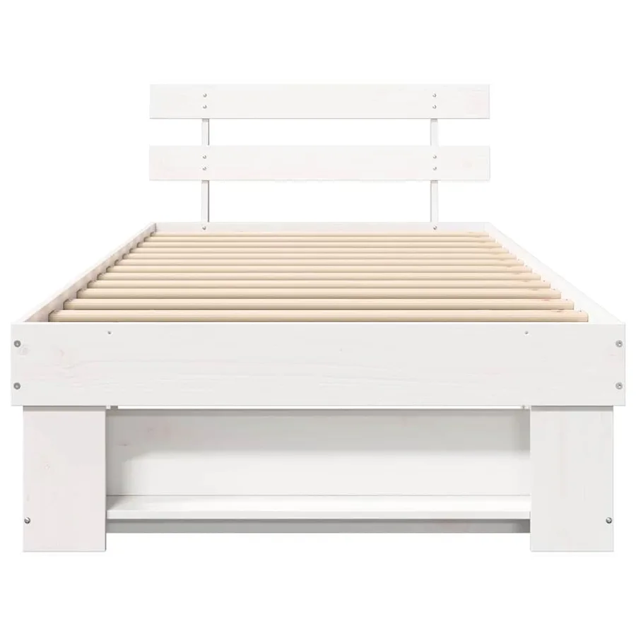 Cadre de lit avec tête de lit Blanc 100 x 200 cm Pin massif - 5