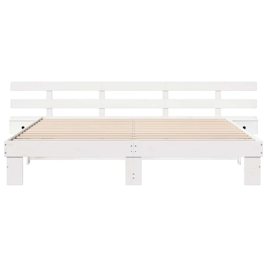 Cadre de lit avec tête de lit Blanc 180 x 200 cm Pin massif - 5