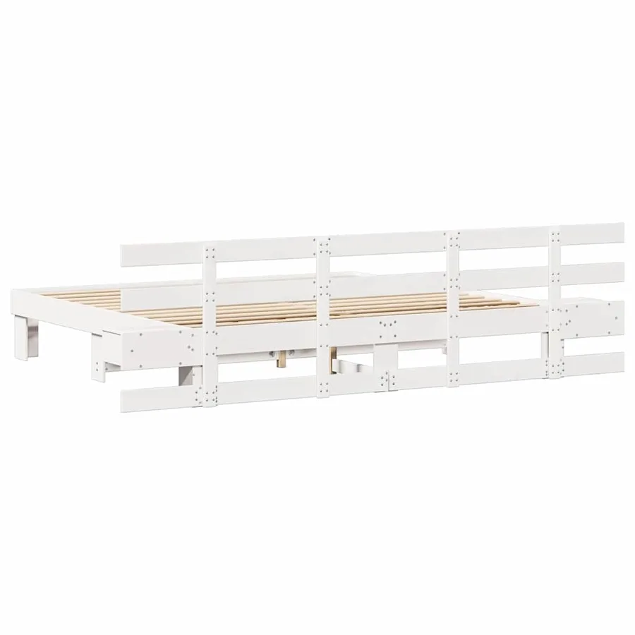 Cadre de lit avec tête de lit Blanc 180 x 200 cm Pin massif - 7