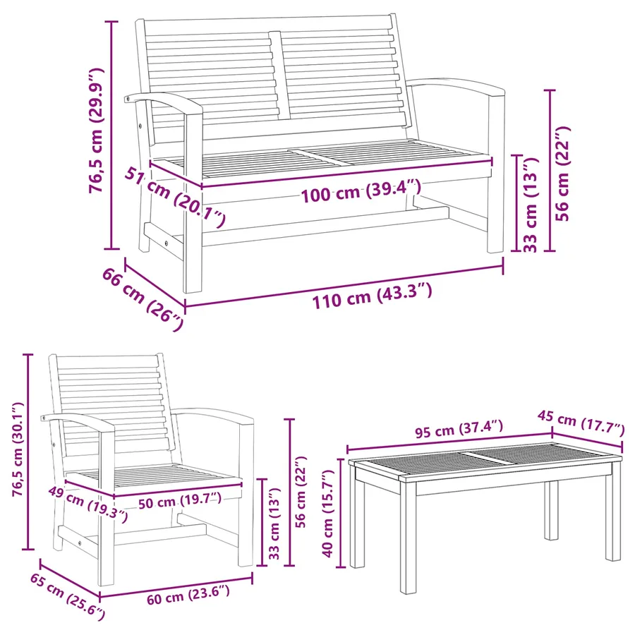 Ensemble de canapé de jardin 4 pcs Naturel Bois de teck massif - 11