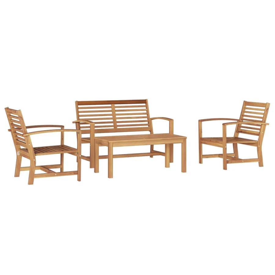 Ensemble de canapé de jardin 4 pcs Naturel Bois de teck massif - 2