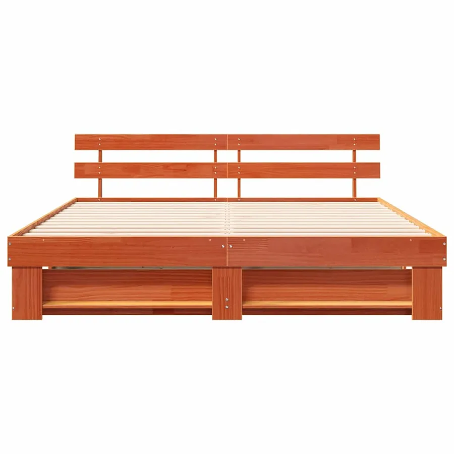 Cadre de lit avec tête de lit Marron 180 x 200 cm Pin massif - 5