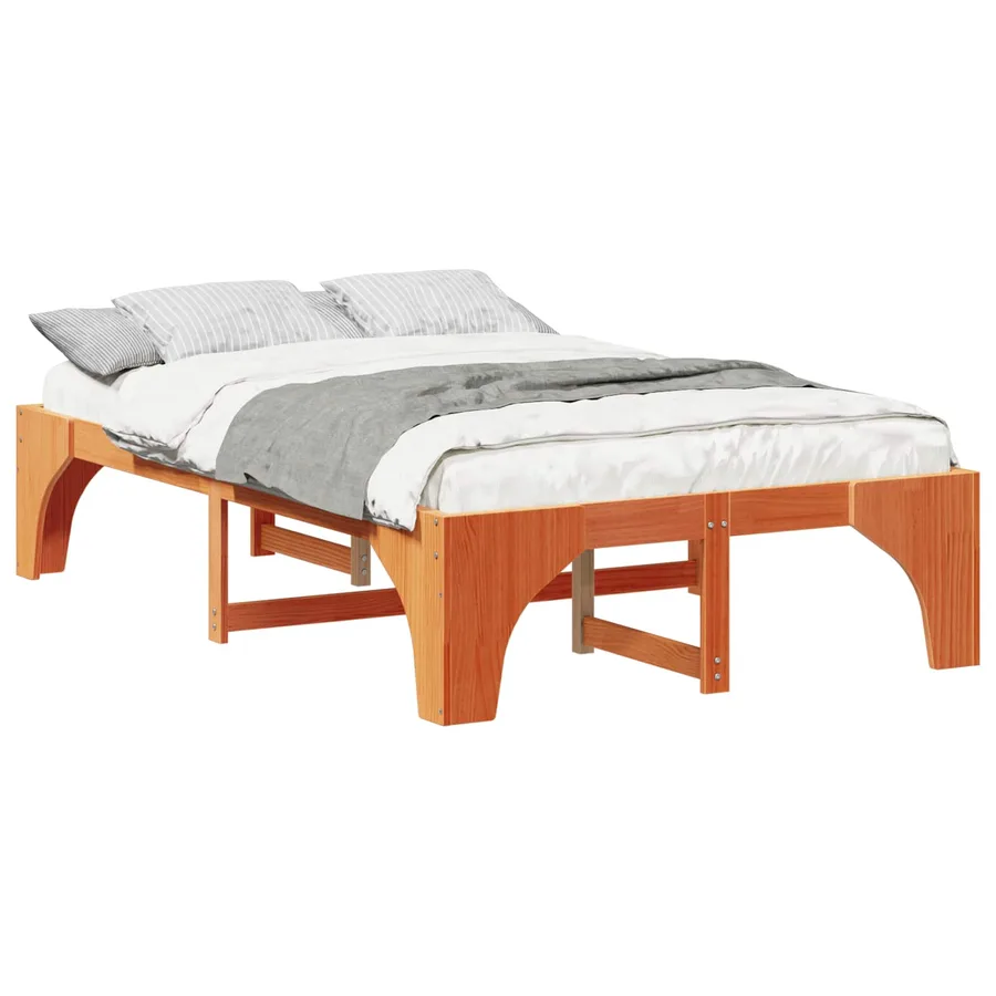 Cadre de lit Marron 140 x 190 cm Pin massif - 2