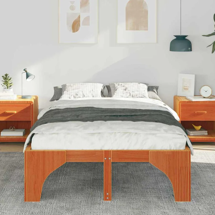 Cadre de lit Marron 140 x 190 cm Pin massif - 3