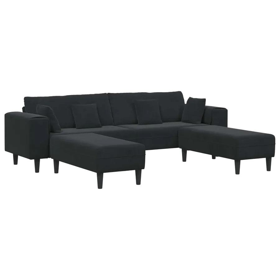 Canapé 3 pcs Noir 250 x 188 x 76 cm Velours - 2