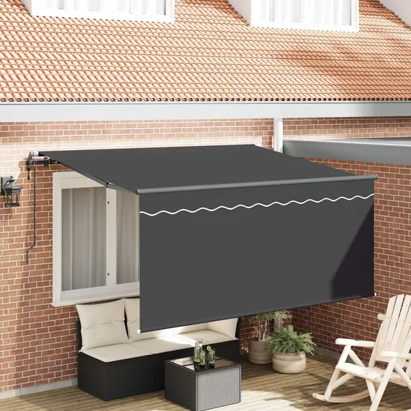 Auvent Rétractable Rayé Anthracite 300 x 200 cm tissu