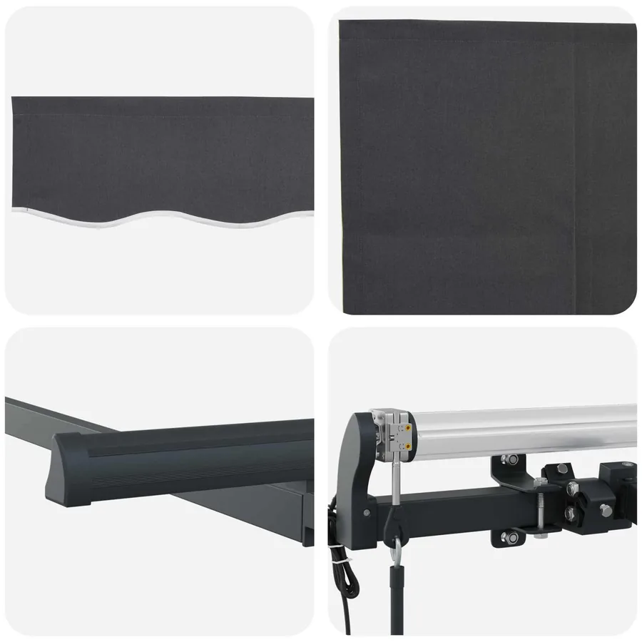 Auvent Rétractable Rayé Anthracite 300 x 200 cm tissu - 10