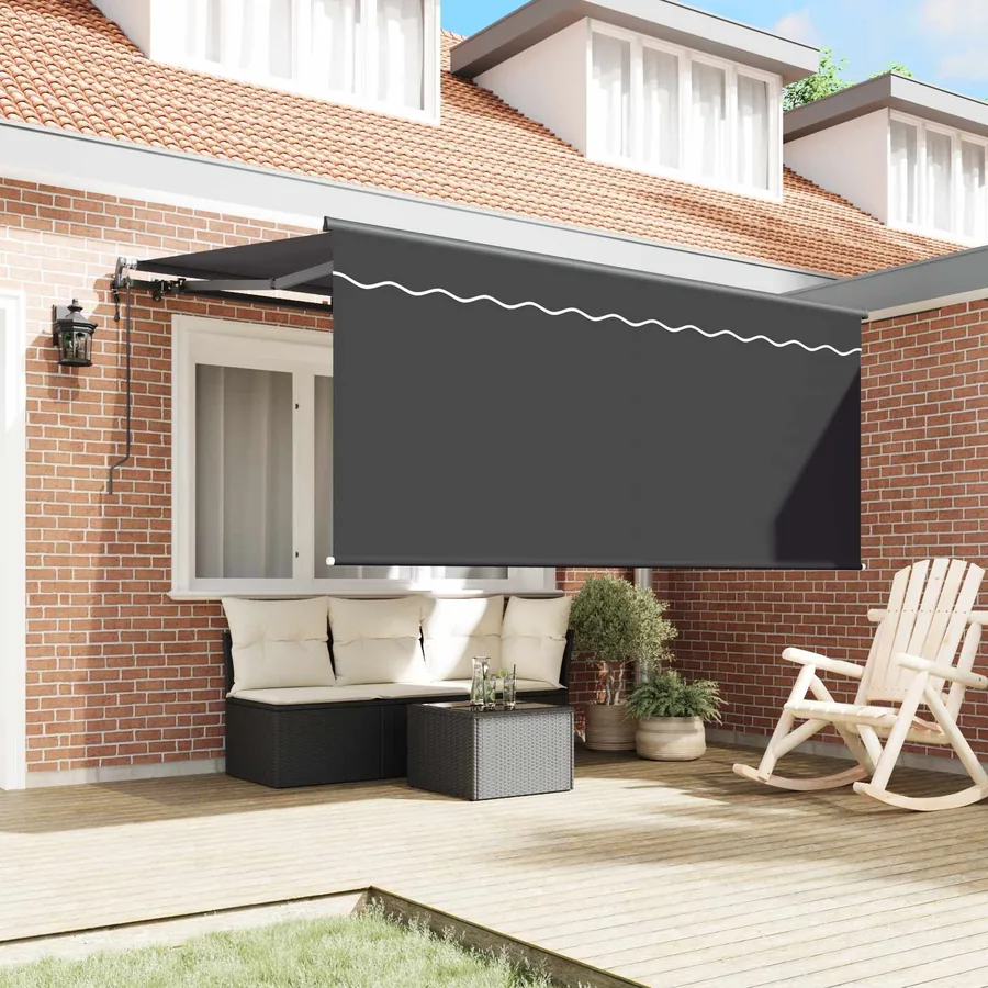 Auvent Rétractable Rayé Anthracite 300 x 200 cm tissu - 3