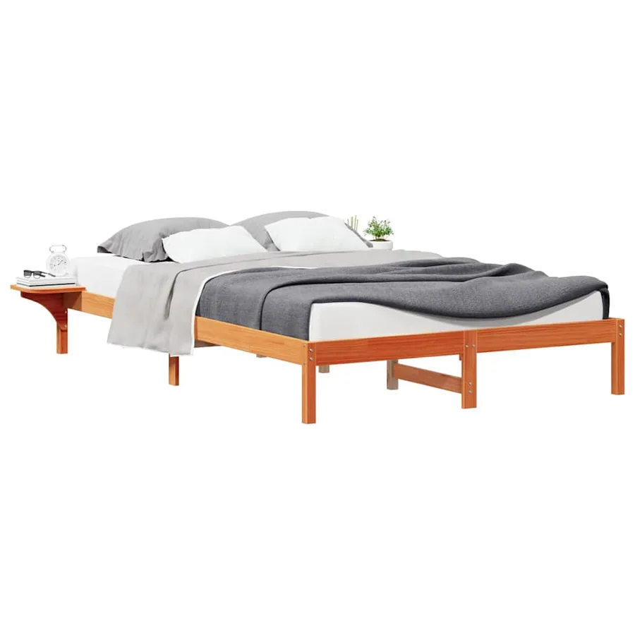 Cadre de lit avec tables de chevet Brun cire 140 x 210 cm - 3