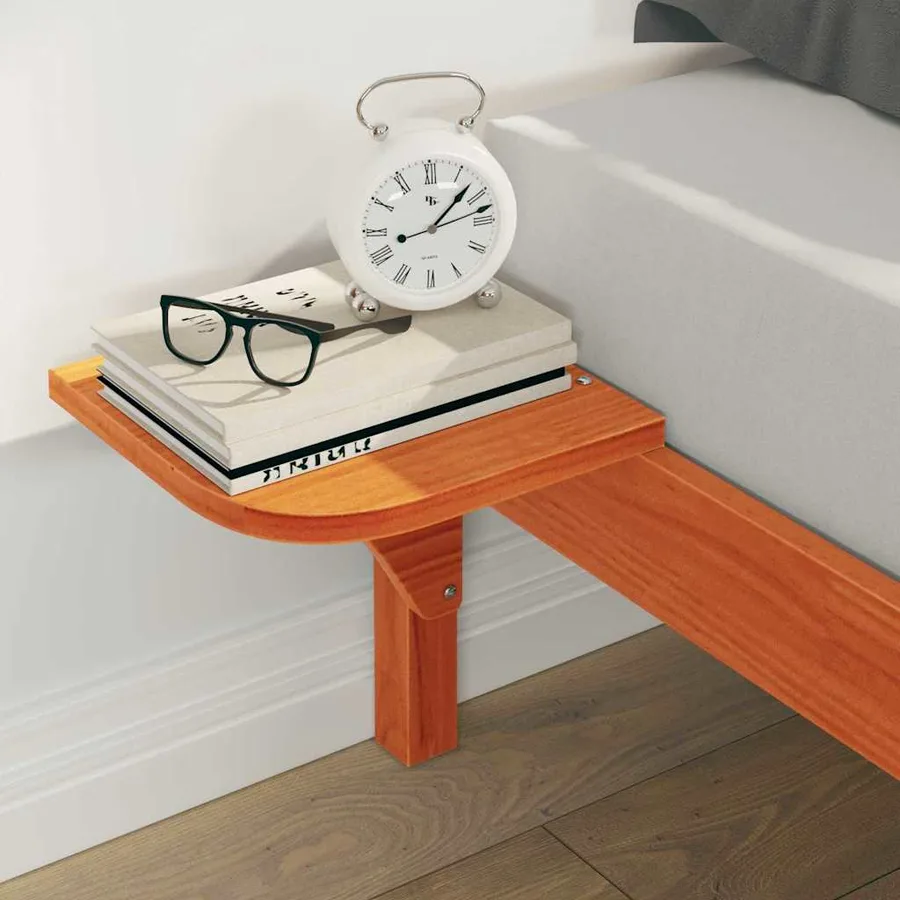 Cadre de lit avec tables de chevet Brun cire 140 x 210 cm - 4