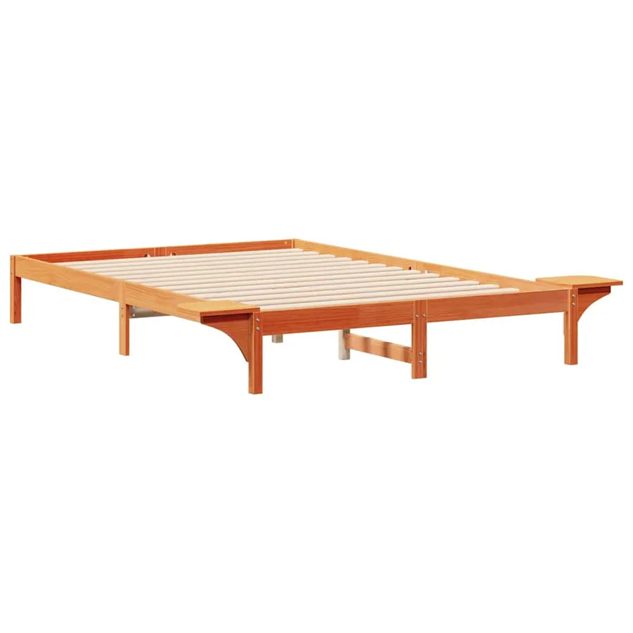 Cadre de lit avec tables de chevet Brun cire 140 x 210 cm - 7