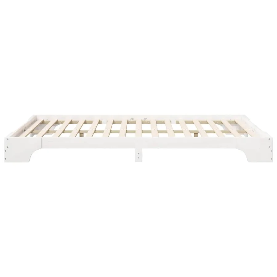 Cadre de lit Blanc 140 x 210 cm Pin massif - 5
