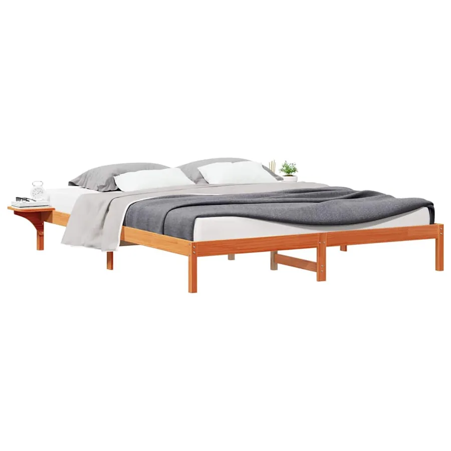 Cadre de lit avec tables de chevet Brun cire 200 x 210 cm - 3