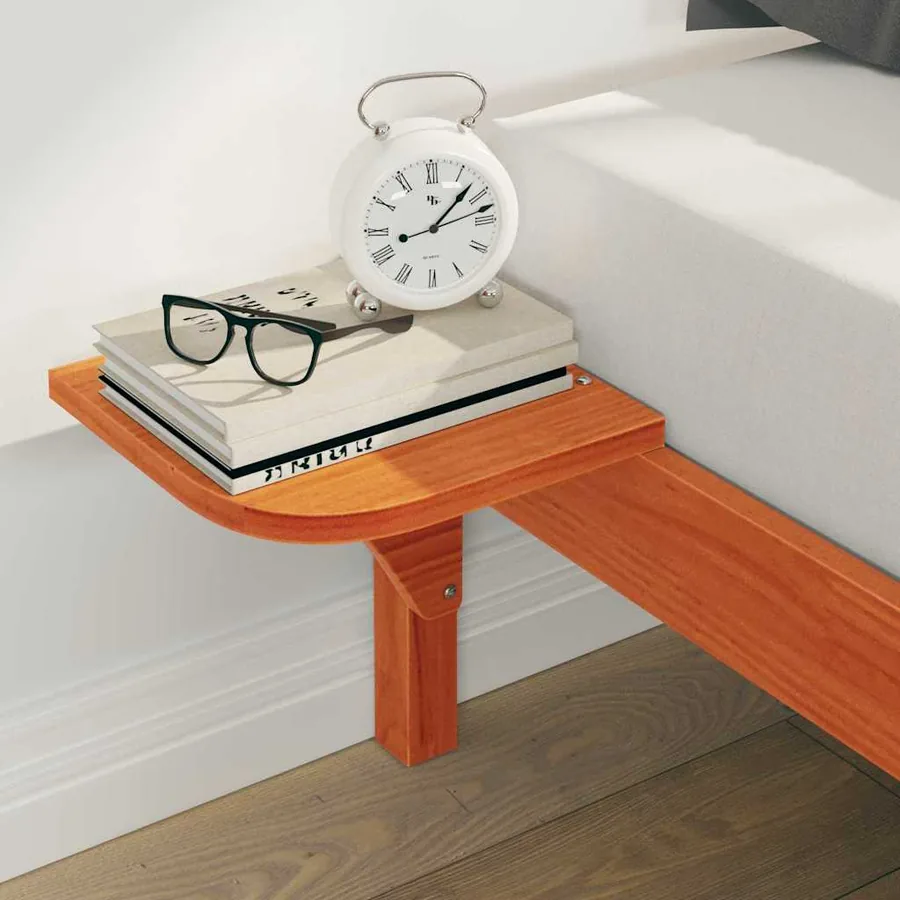 Cadre de lit avec tables de chevet Brun cire 200 x 210 cm - 4