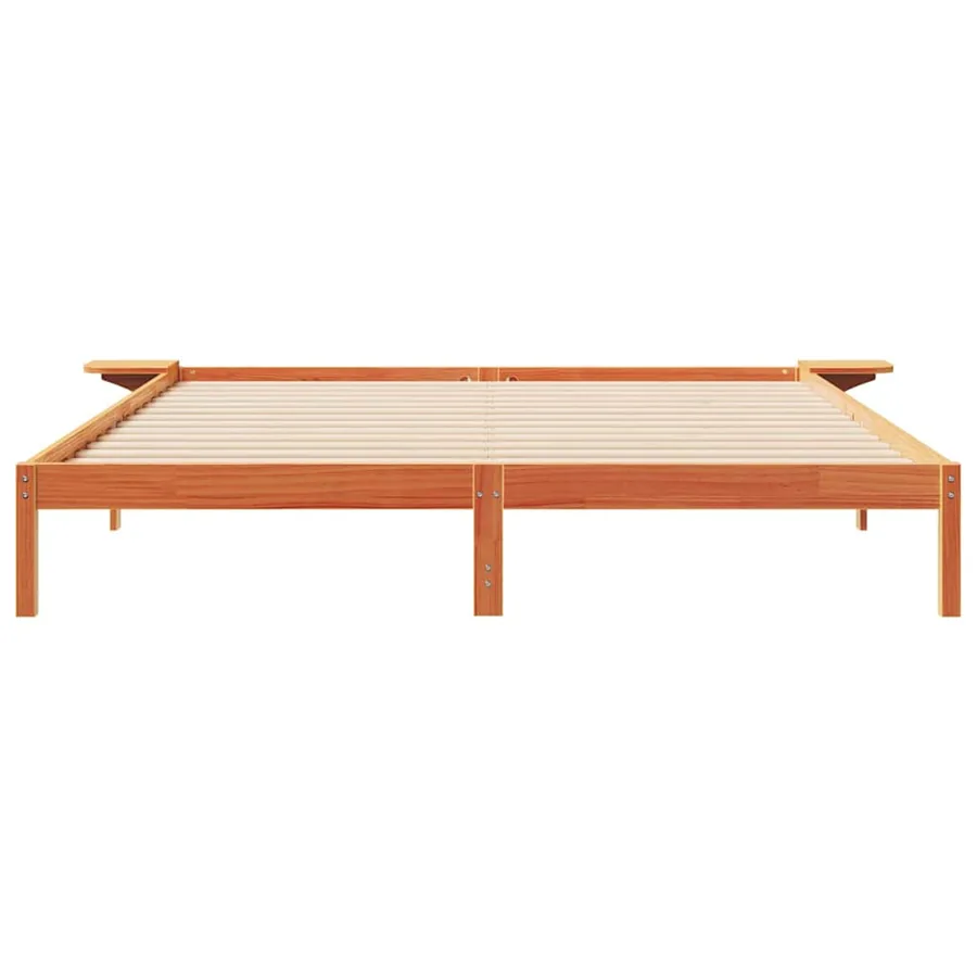 Cadre de lit avec tables de chevet Brun cire 200 x 210 cm - 5