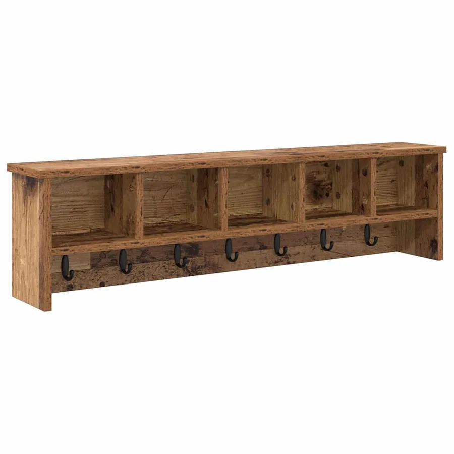 Porte-manteau mural avec étagère Bois ancien 100 x 16 x 26 cm - 2