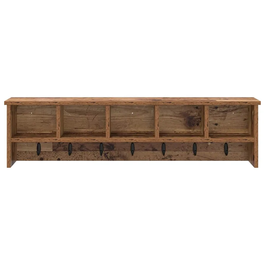 Porte-manteau mural avec étagère Bois ancien 100 x 16 x 26 cm - 5