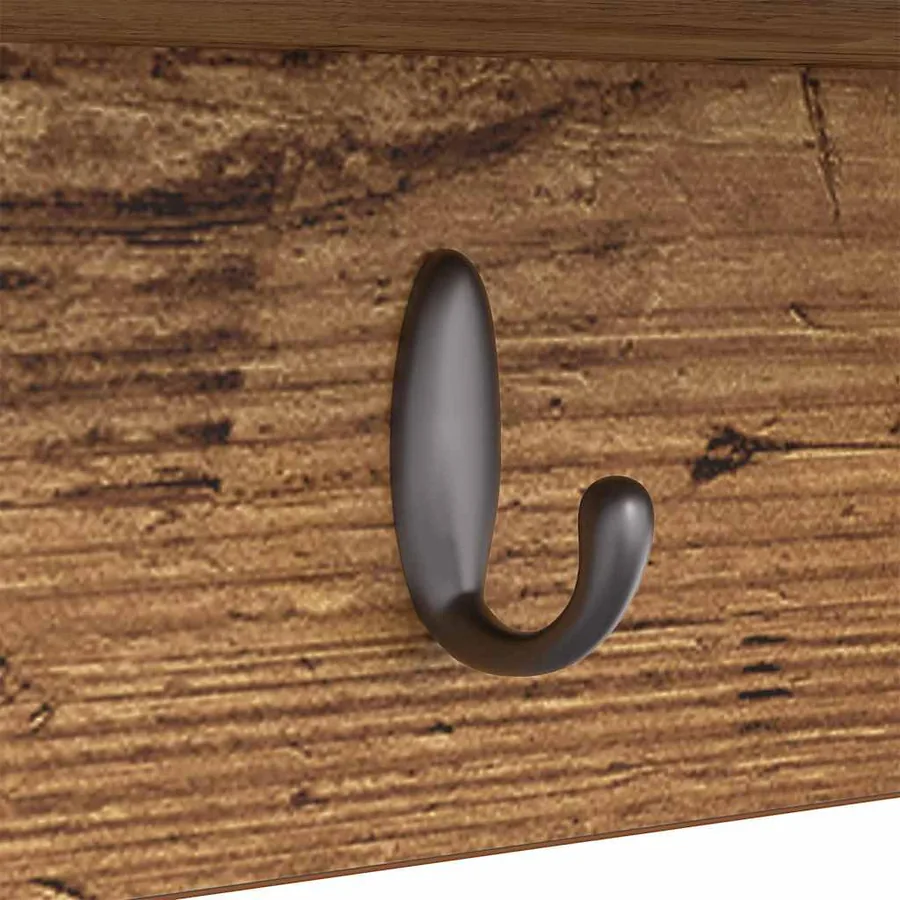 Porte-manteau mural avec étagère Bois ancien 100 x 16 x 26 cm - 9