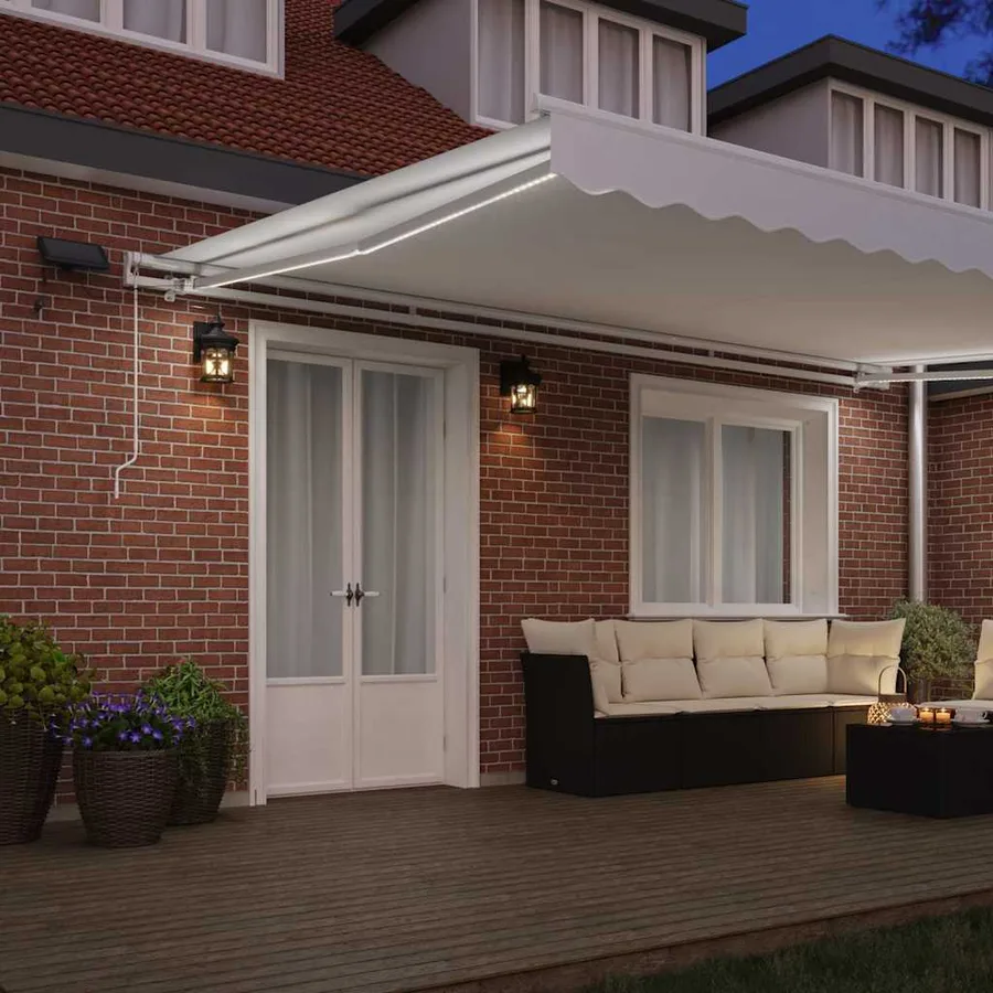 Auvent rétractable Blanc 500 × 300 cm Tissu et Aluminium - 3