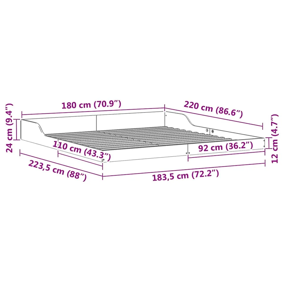 Cadre de lit Marron 180 x 220 cm Pin massif - 8