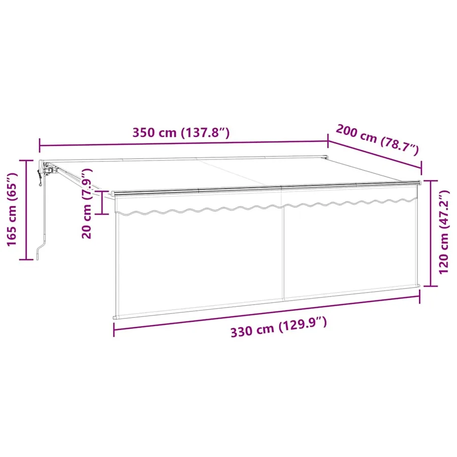 Auvent Rétractable Crème 350 x 200 cm Polyester et Aluminium - 13