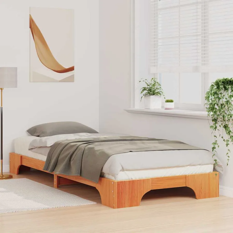 Cadre de lit Marron 90 x 220 cm Pin massif - 3