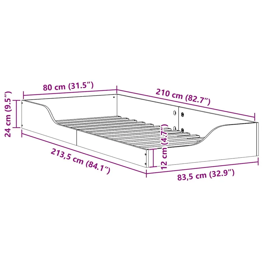 Cadre de lit Blanc 80 x 210 cm Pin massif - 10
