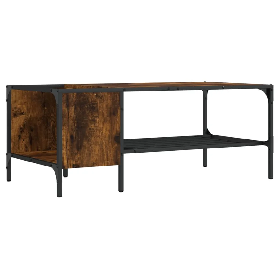 Table basse avec support chêne fumé 100x51x40cm bois ingénierie - 2