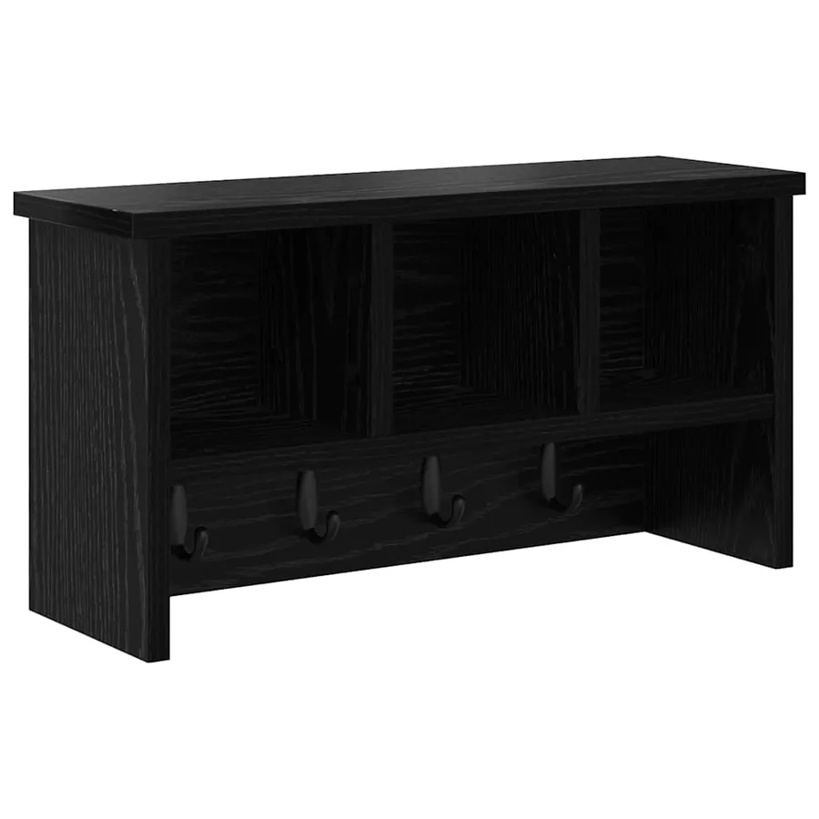 Porte-manteau mural avec étagère Chêne noir 50 x 16 x 26 cm - 2