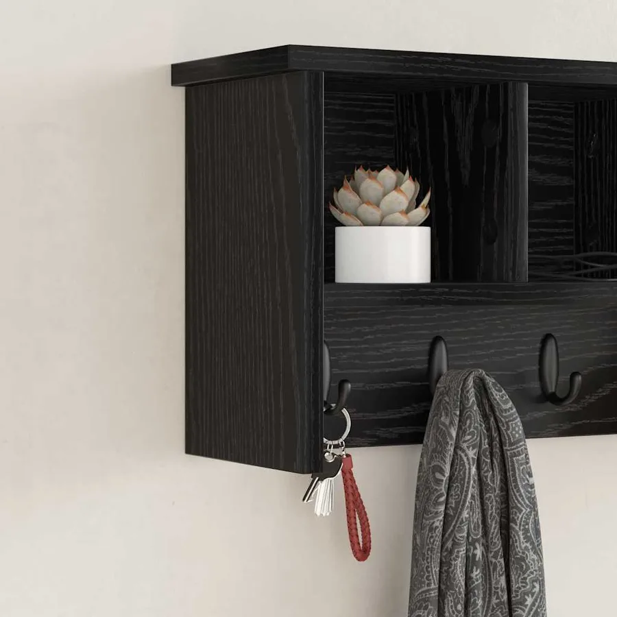 Porte-manteau mural avec étagère Chêne noir 50 x 16 x 26 cm - 4