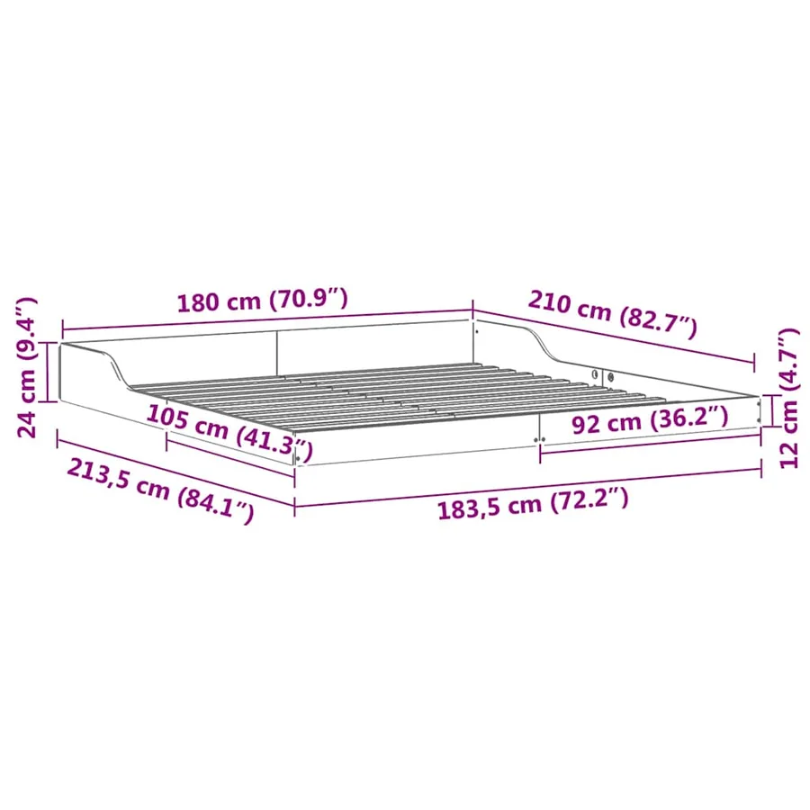 Cadre de lit Marron 180 x 210 cm Pin massif - 10