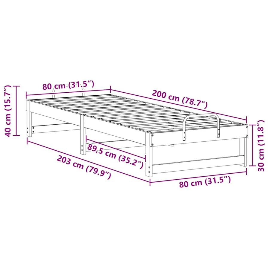 Cadre de lit Marron 80 x 200 cm Pin massif - 10