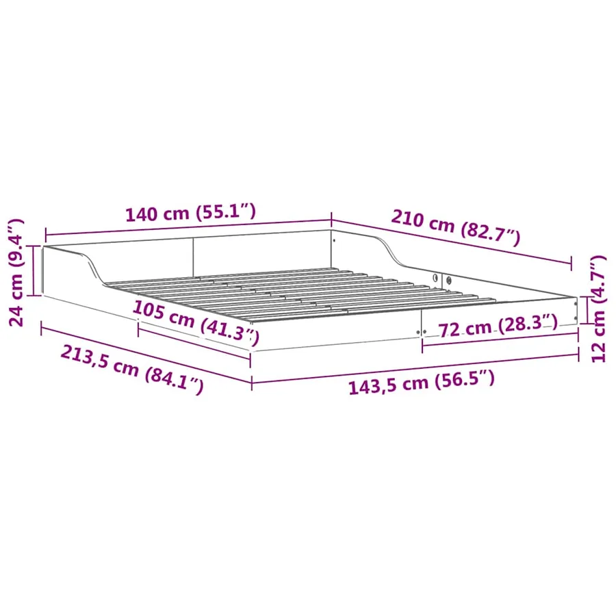 Cadre de lit Blanc 140 x 210 cm Pin massif - 10