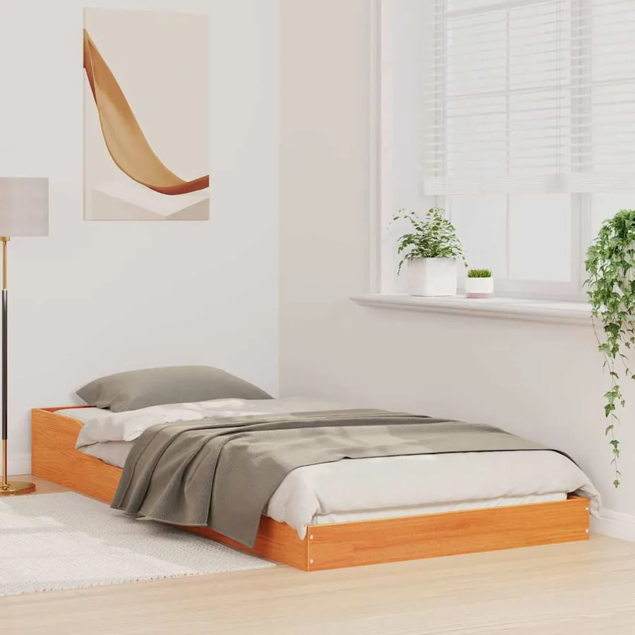 Cadre de lit Brun cire 100 x 210 cm Pin massif - 4