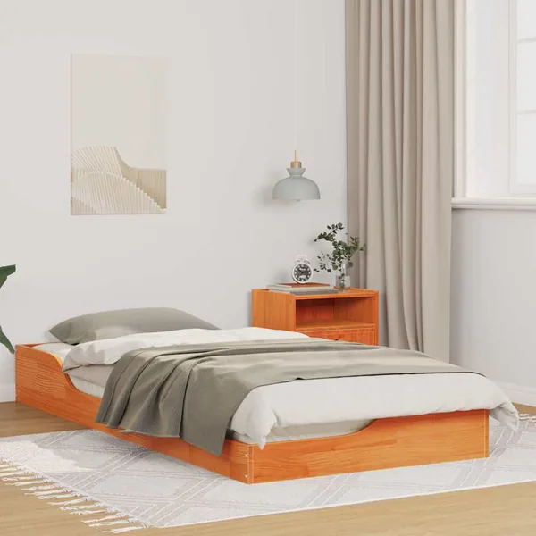 Cadre de lit Brun cire 100 x 200 cm Pin massif