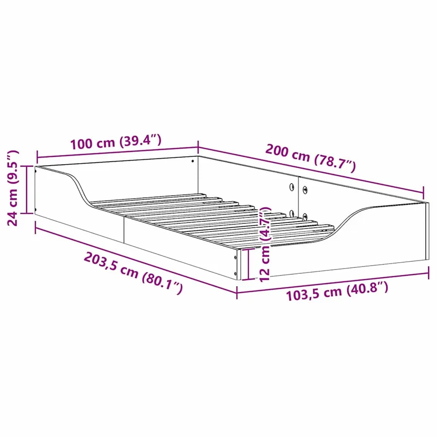 Cadre de lit Brun cire 100 x 200 cm Pin massif - 8