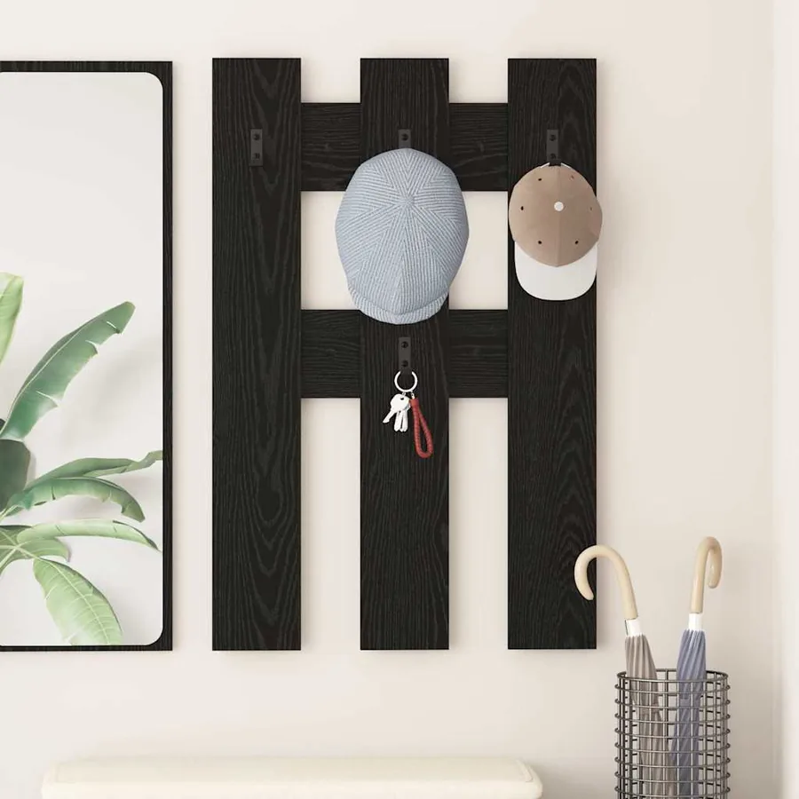 Porte-manteau mural Montage mural Chêne noir 65 x 3 x 100 cm