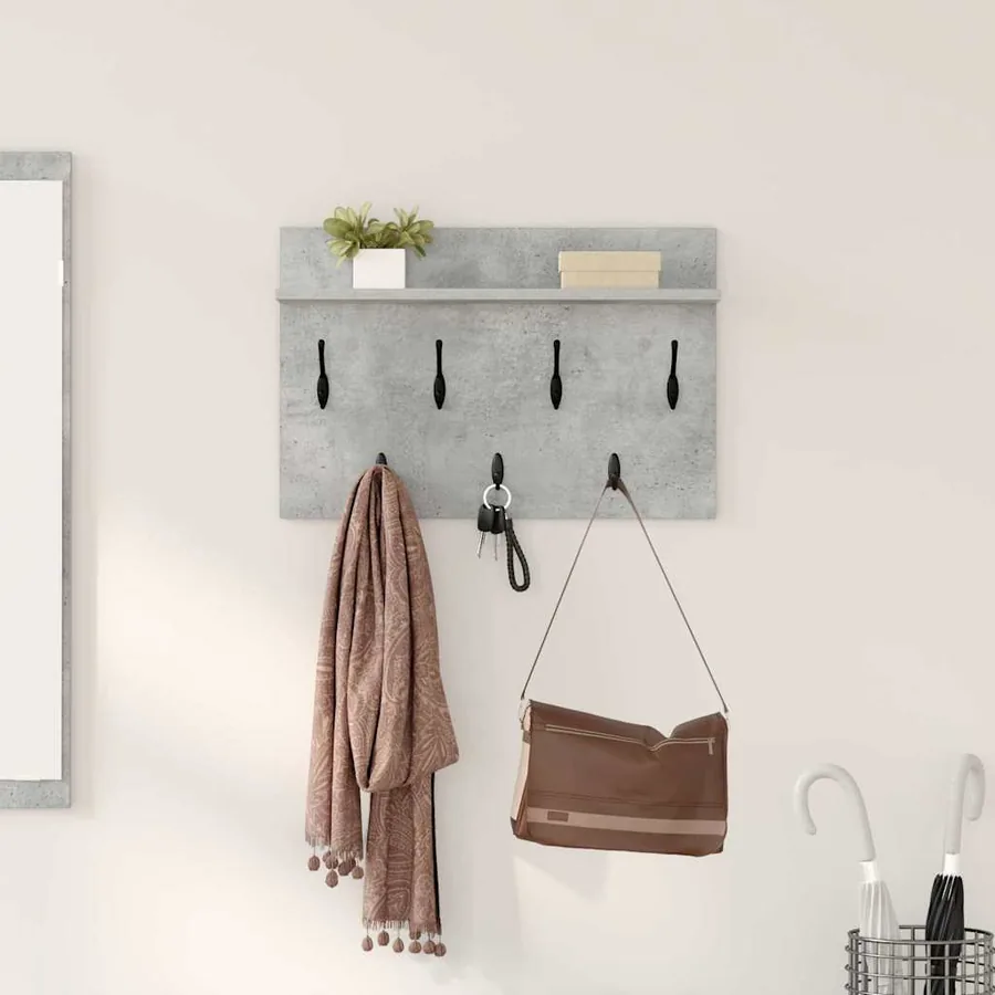 Porte-manteau mural avec étagère Gris béton 60 x 40 x 12 cm