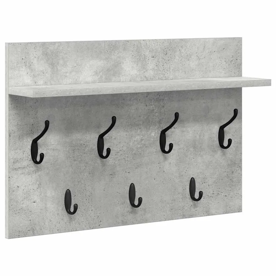 Porte-manteau mural avec étagère Gris béton 60 x 40 x 12 cm - 2