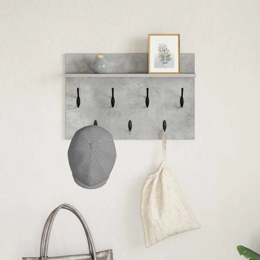 Porte-manteau mural avec étagère Gris béton 60 x 40 x 12 cm - 4