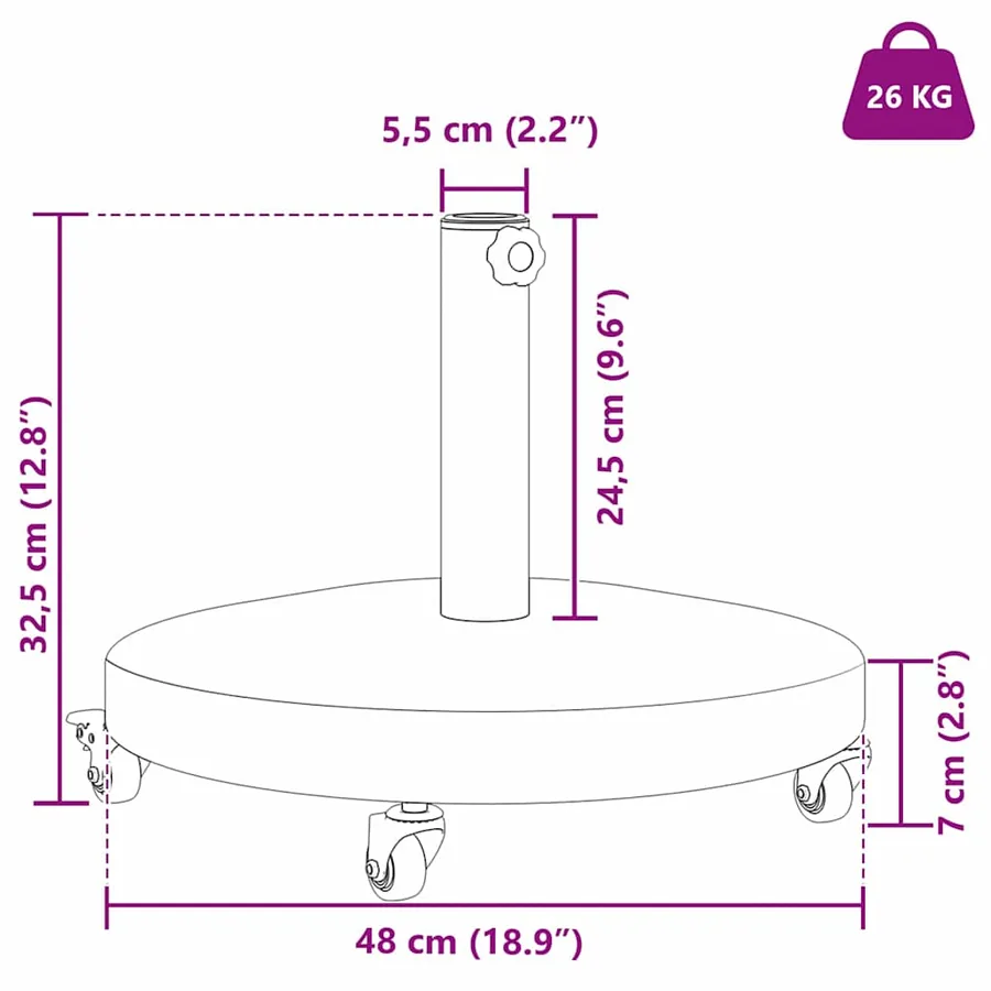 Pied de parasol Aspect Bois Gris Foncé 48 x 48 x 32 cm - 13