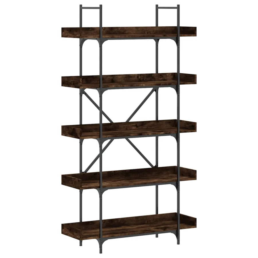 Bibliothèque 5 niveaux chêne fumé 100x33x180,5 cm - 2