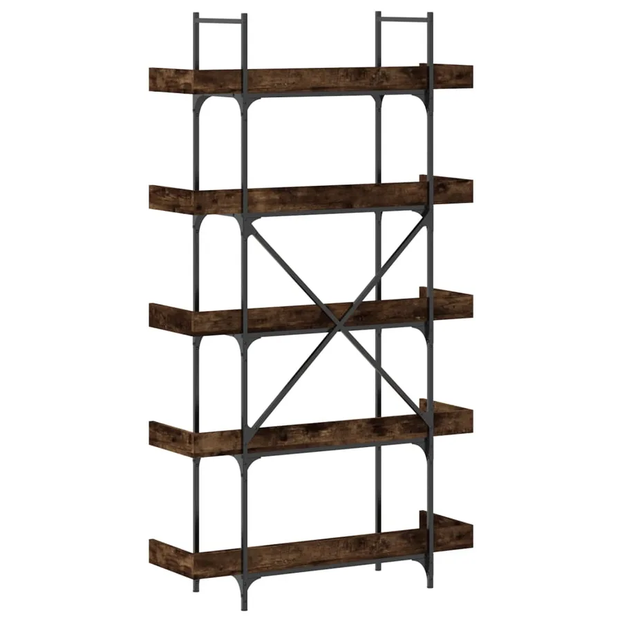 Bibliothèque 5 niveaux chêne fumé 100x33x180,5 cm - 6