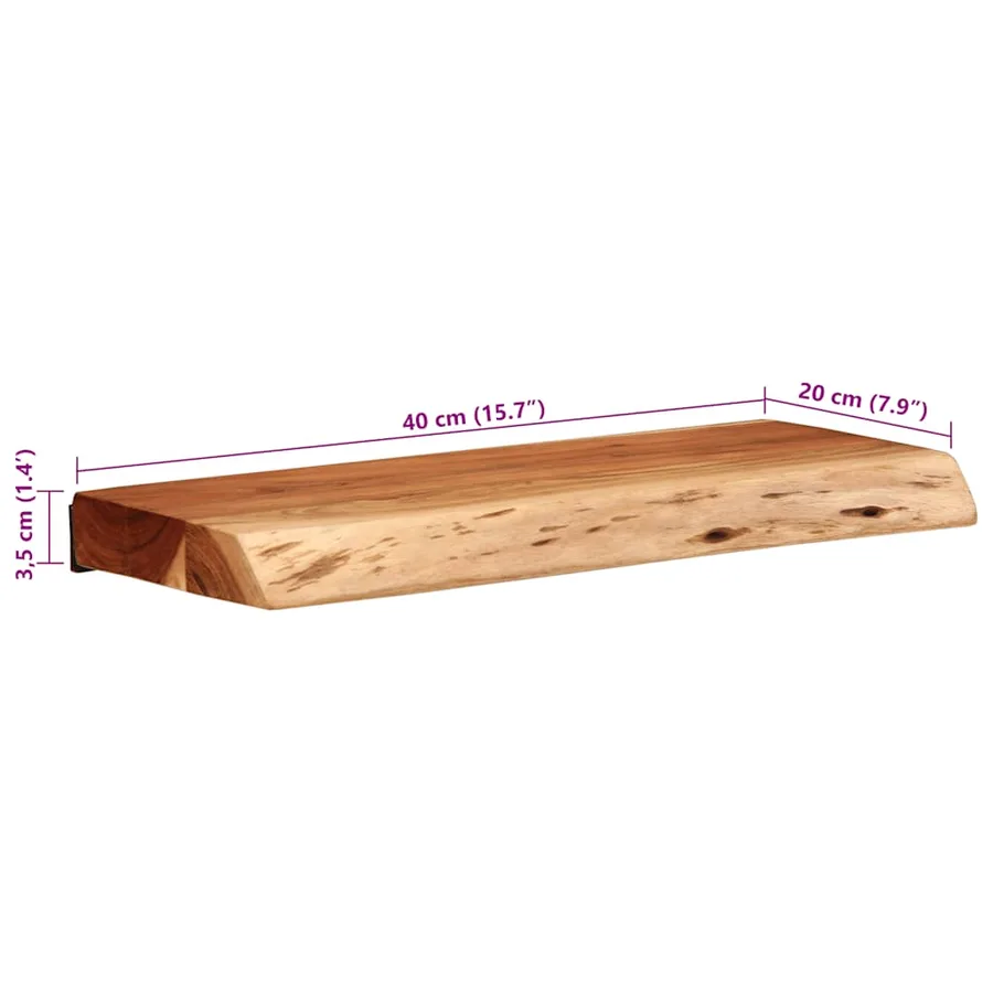 Étagères murales 2 pcs 40x20x3,5 cm bois massif d'acacia - 10