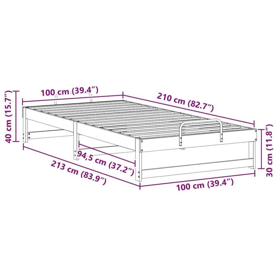 Cadre de lit Marron 100 x 210 cm Pin massif - 8