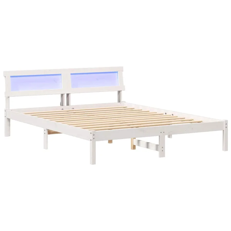 Cadre de lit avec tête de lit Blanc 160 x 200 cm Pin massif - 2